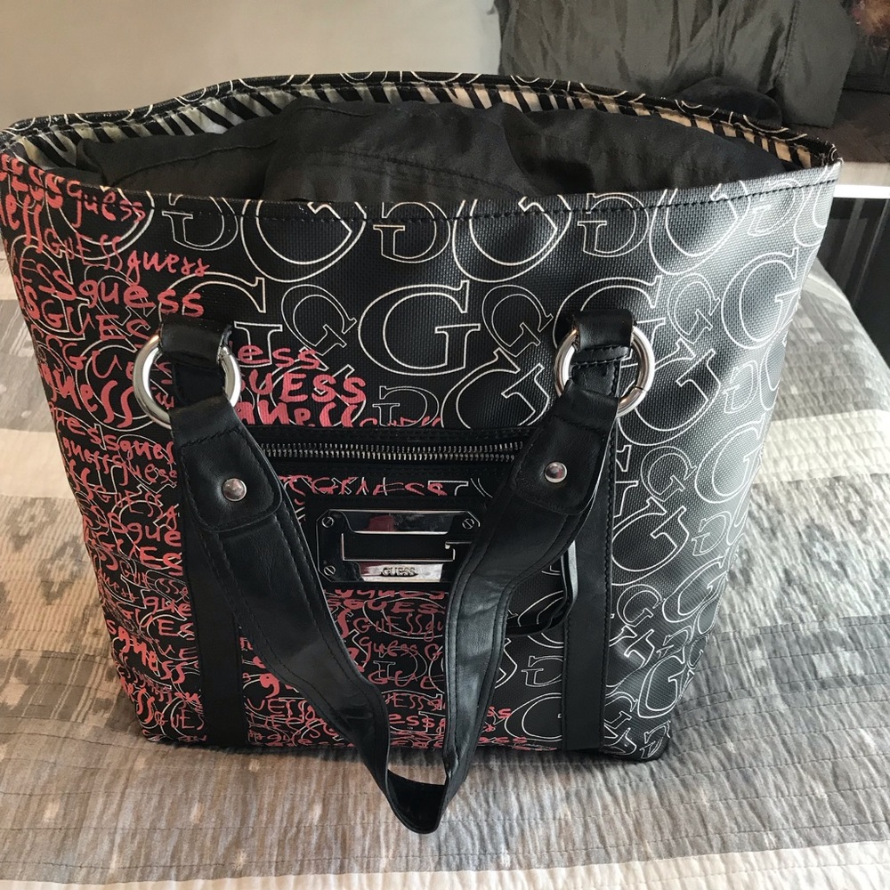 Guess Tote Bag Black/white large